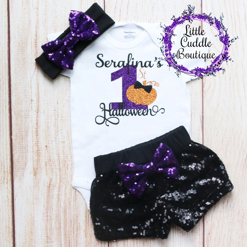 Personalized First Halloween Shorts Outfit