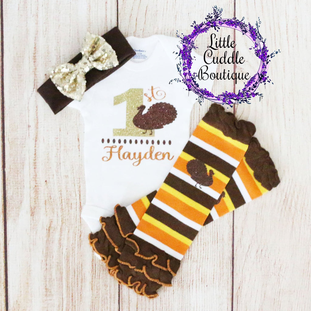 Personalized First Thanksgiving Baby Girl Outfit