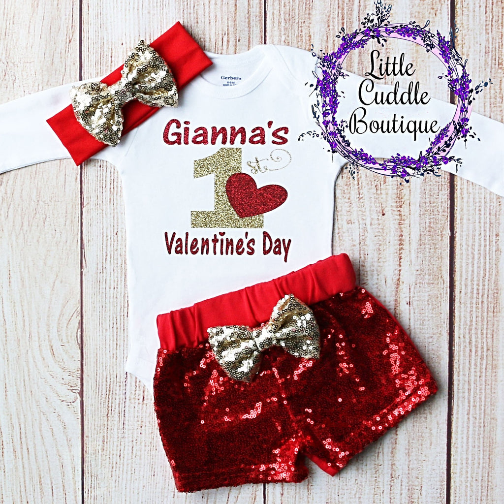 Personalized First Valentine's Shorts Outfit