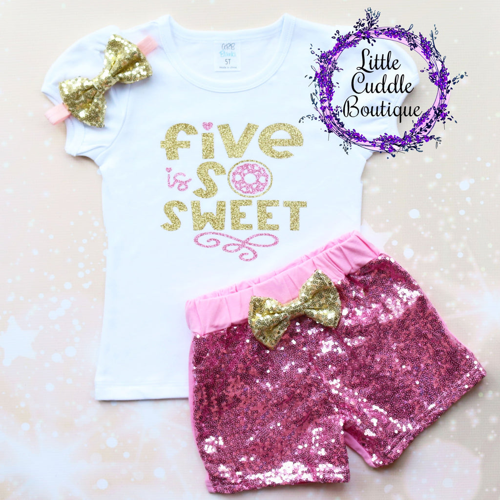 Five Is So Sweet Donut 5th Birthday Shorts Outfit