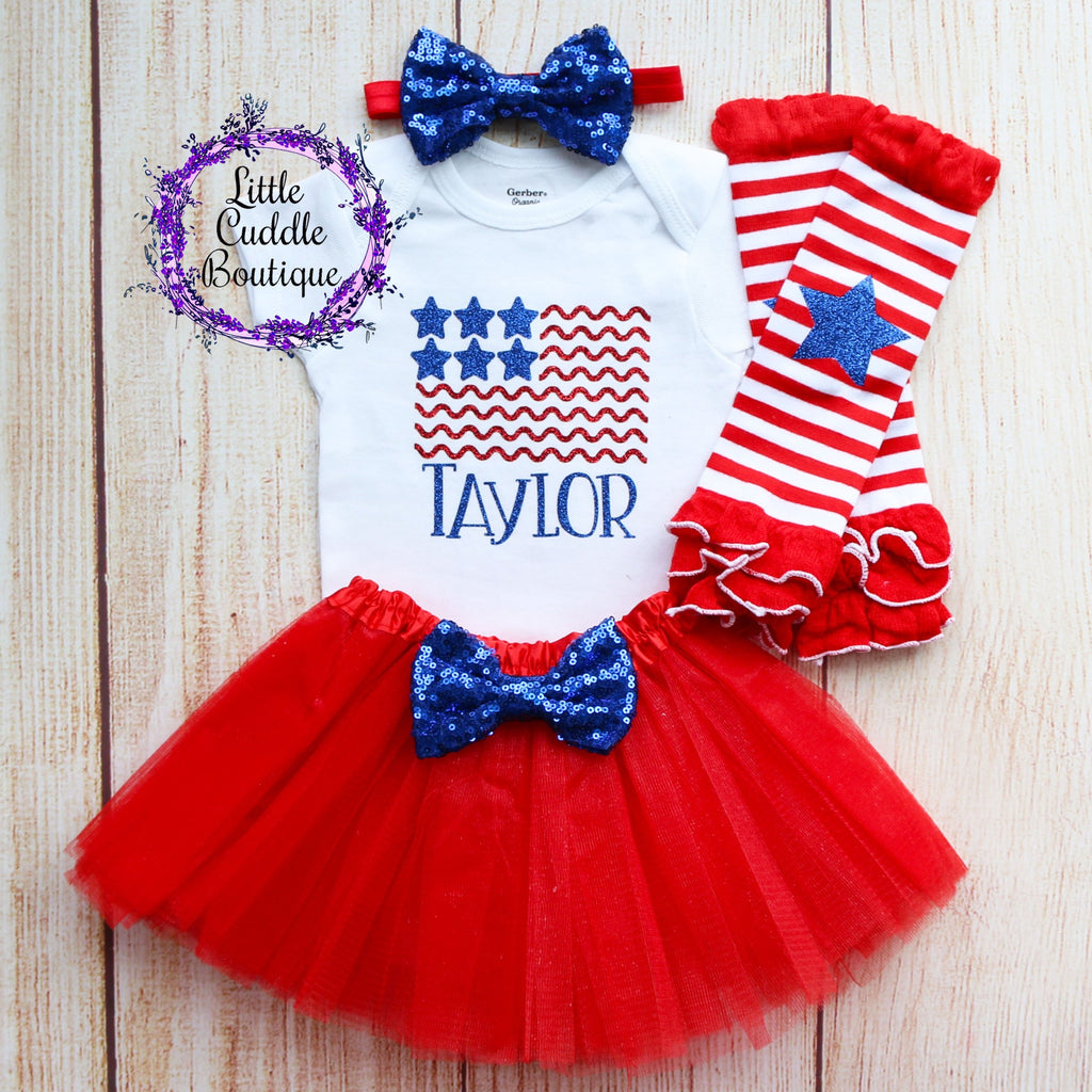 Personalized Baby American Flag Tutu Outfit