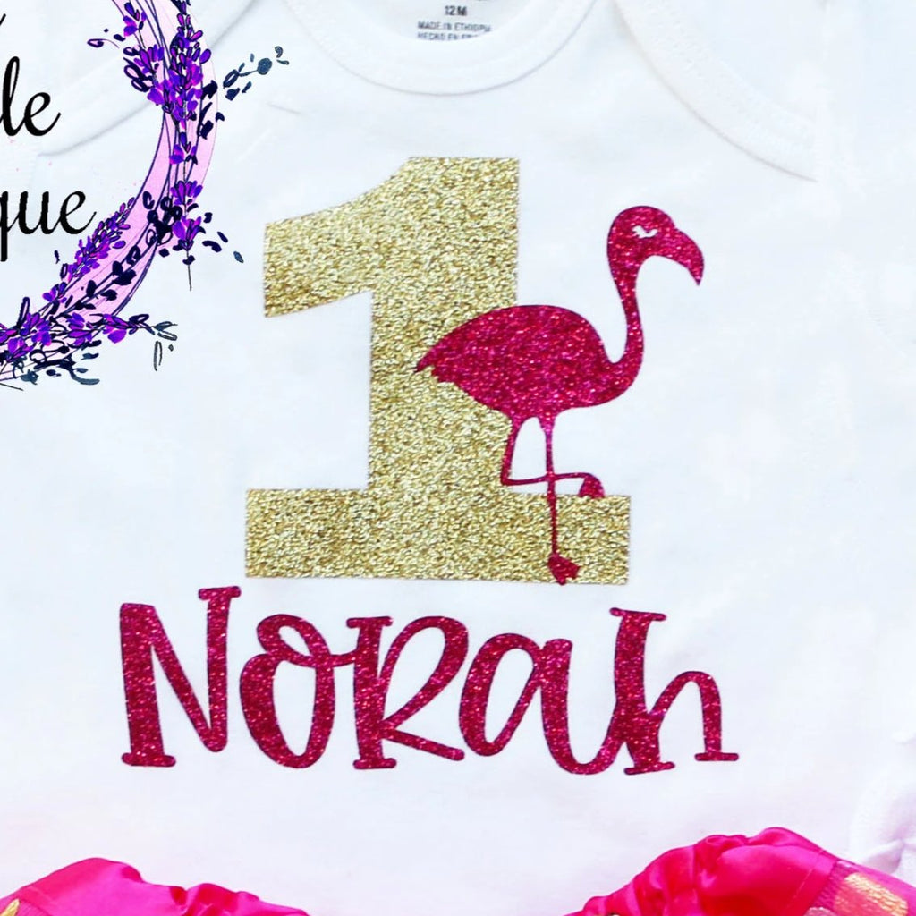 Personalized Flamingo First Birthday Tutu Outfit
