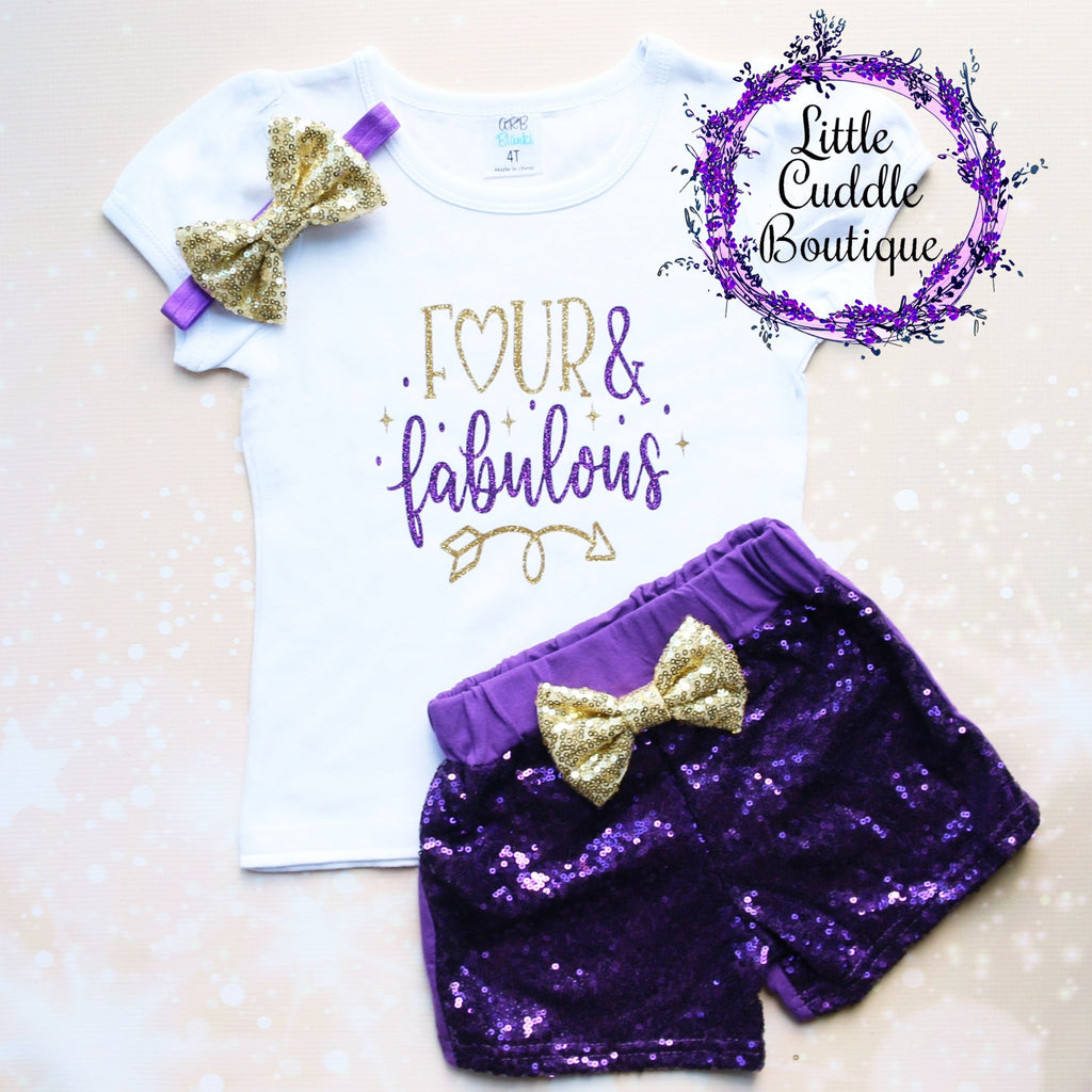 Four & Fabulous Birthday Shorts Outfit
