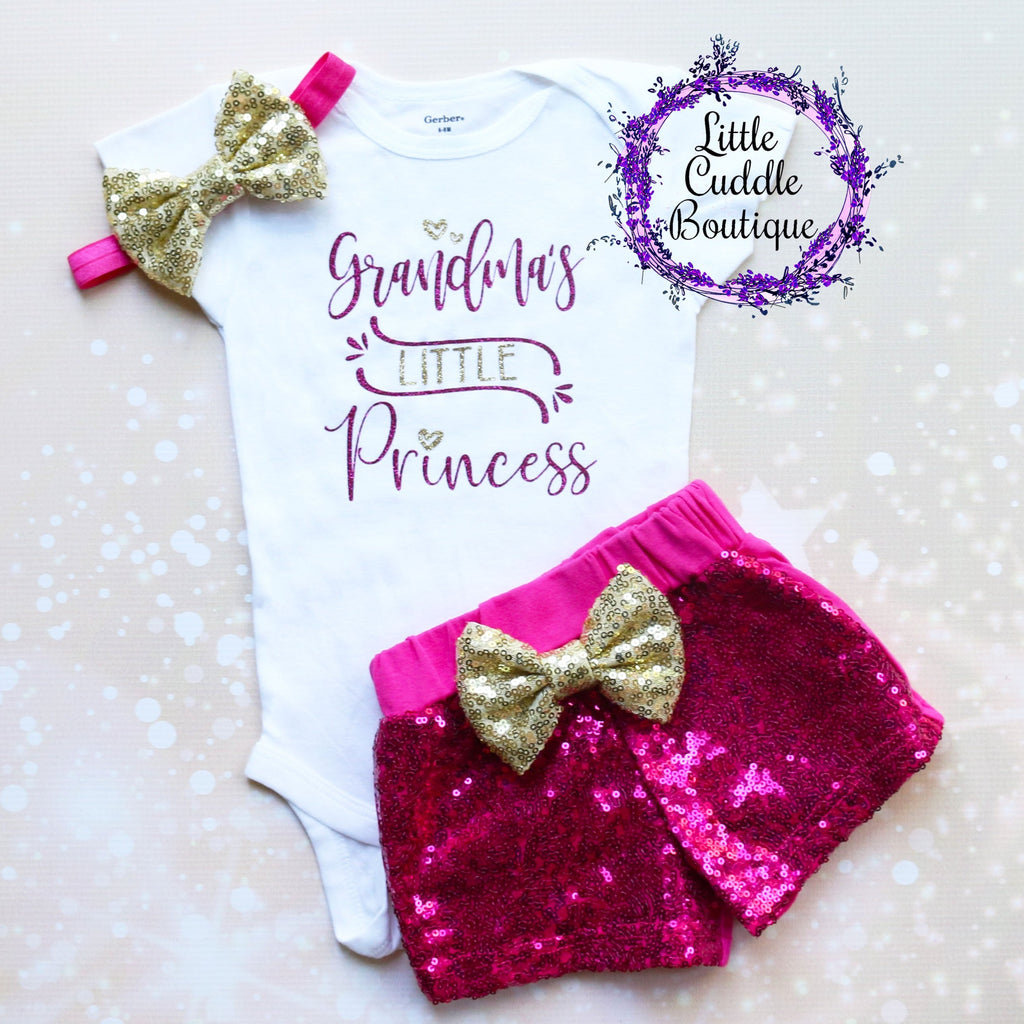Grandma's Little Princess Baby Shorts Outfit
