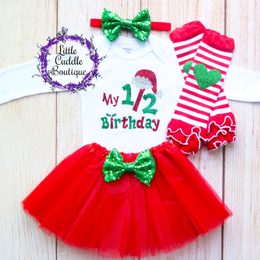 My 1/2 Birthday Holiday Baby Tutu Outfit