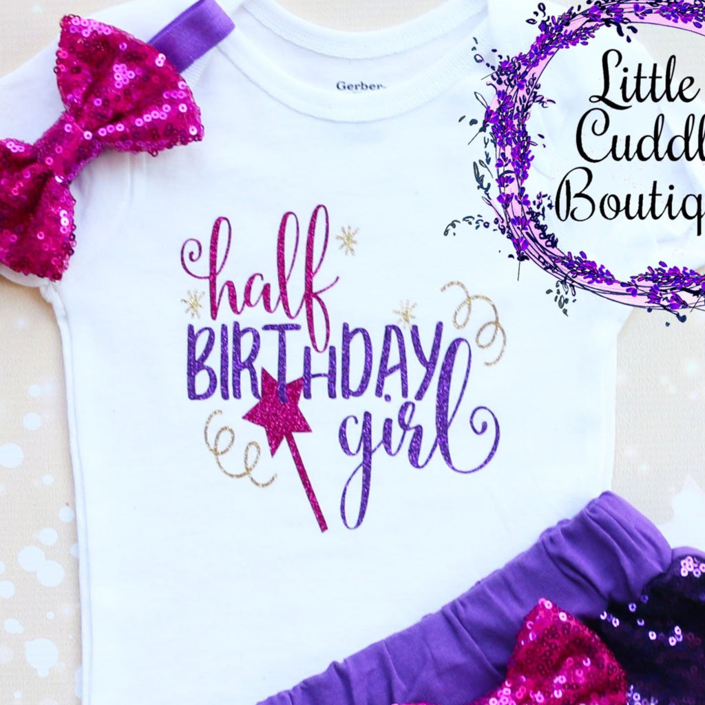 Half Birthday Girl Baby Shorts Outfit