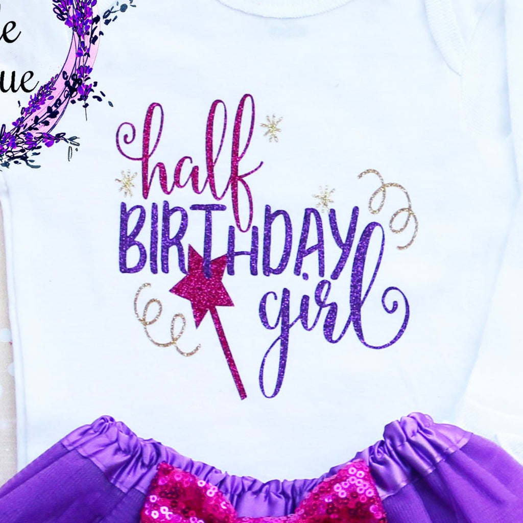 Half Birthday Girl Baby Tutu Outfit-Little Cuddle Boutique Top/Tutu/Bow-Long Sleeve / Newborn Half Birthday Girl Baby Tutu Outfit-Little Cuddle Boutique Top/Tutu/Bow-Long Sleeve / Newborn