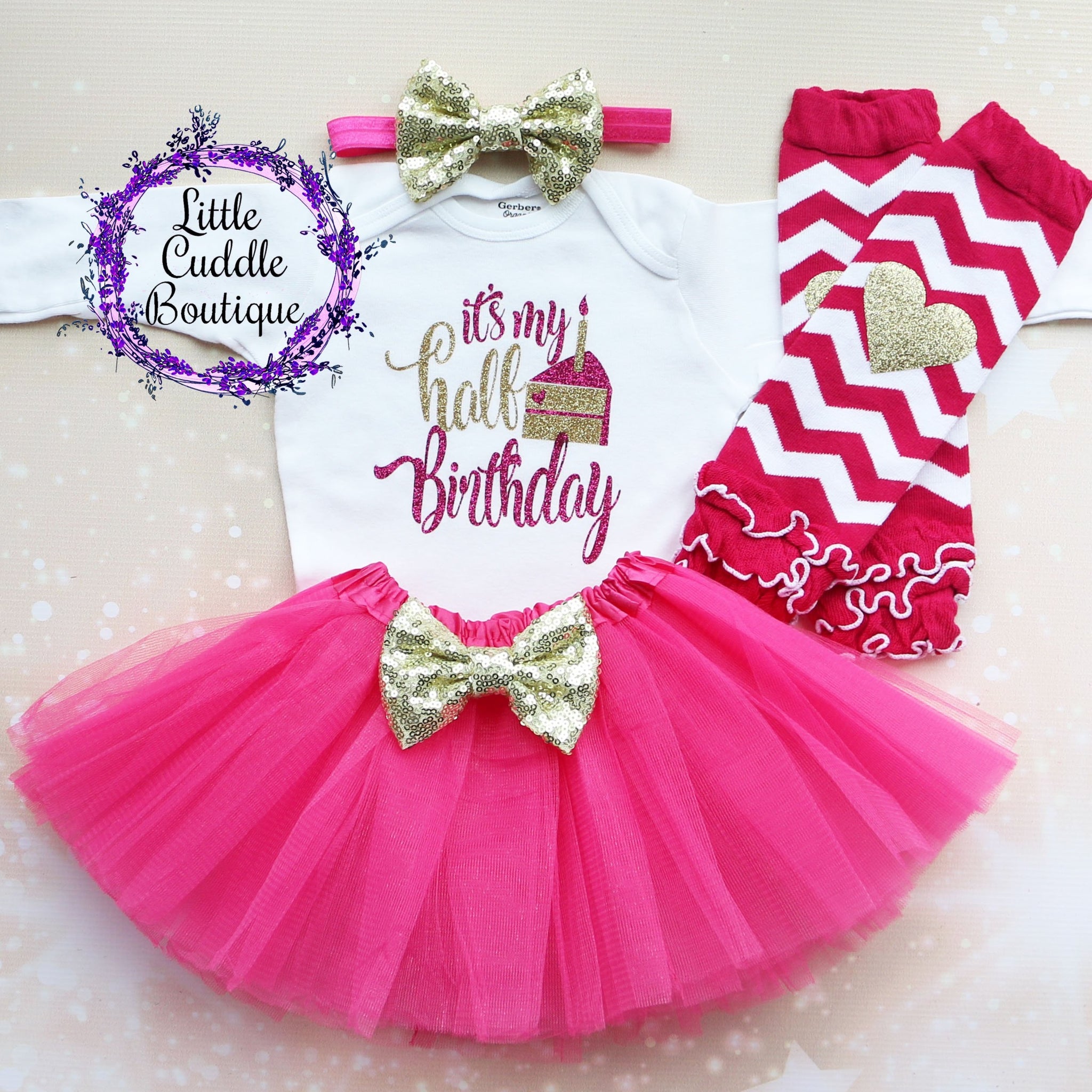 half birthday tutu dress Girl's Half Birthday Beauty Outfit Short Sleeve / 9m Onepiece
