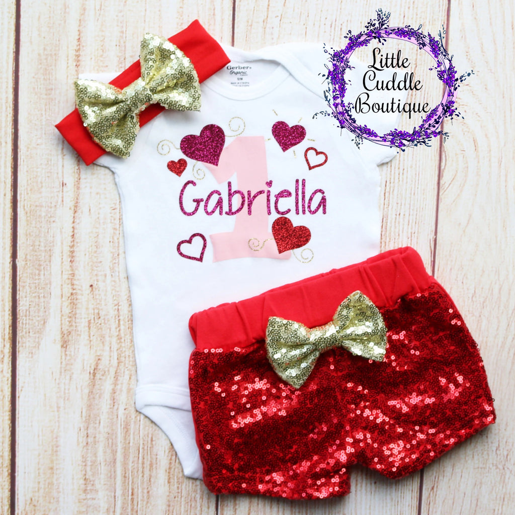 Personalized Valentine's Day 1st Birthday Outfit
