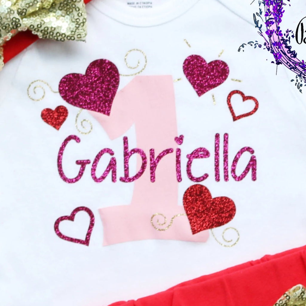 Personalized Valentine's Day 1st Birthday Outfit