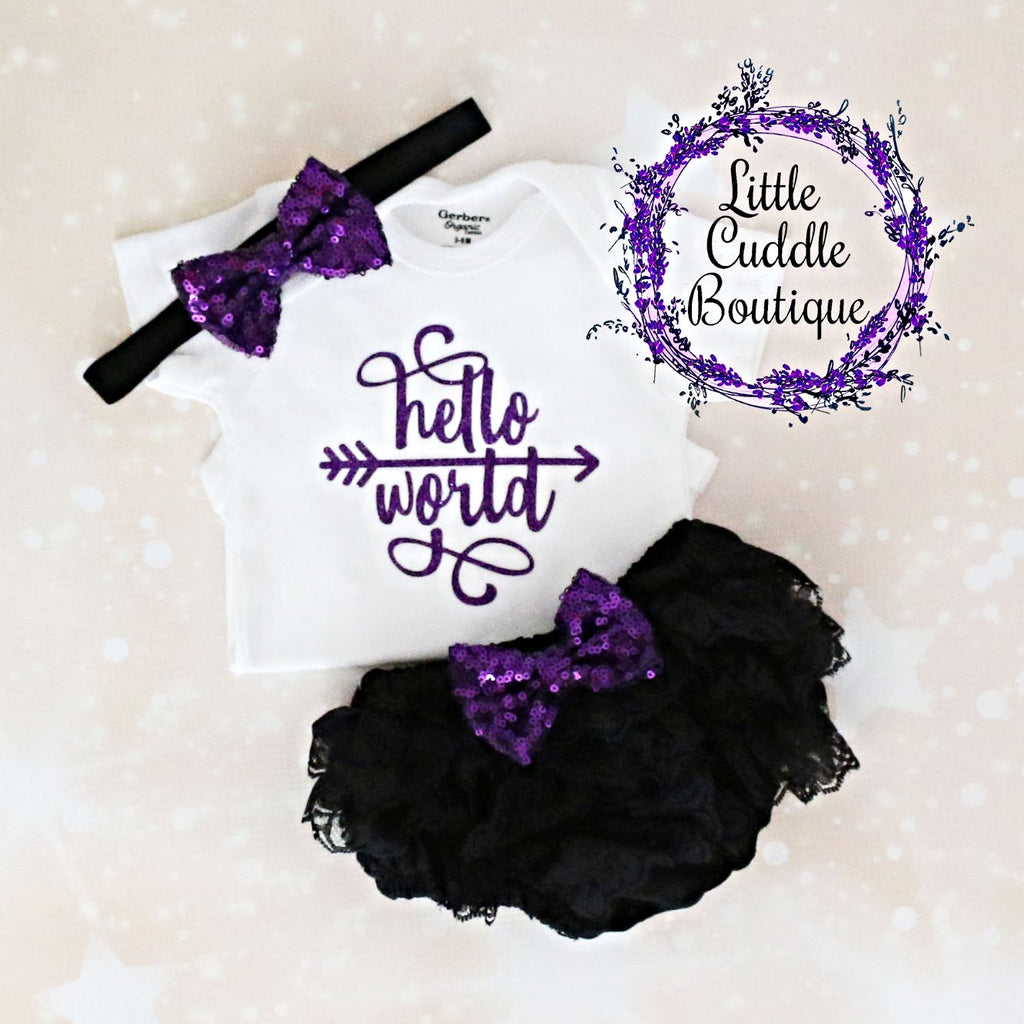 Hello World Baby Bloomers Outfit
