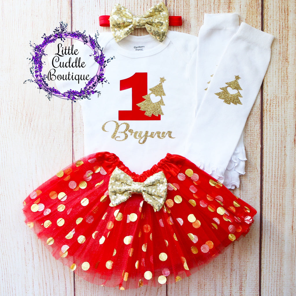 Personalized Christmas First Birthday Baby Tutu Outfit