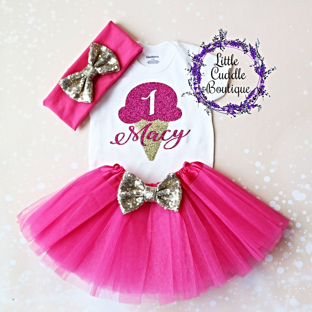 Personalized Ice Cream Birthday Tutu Outfit