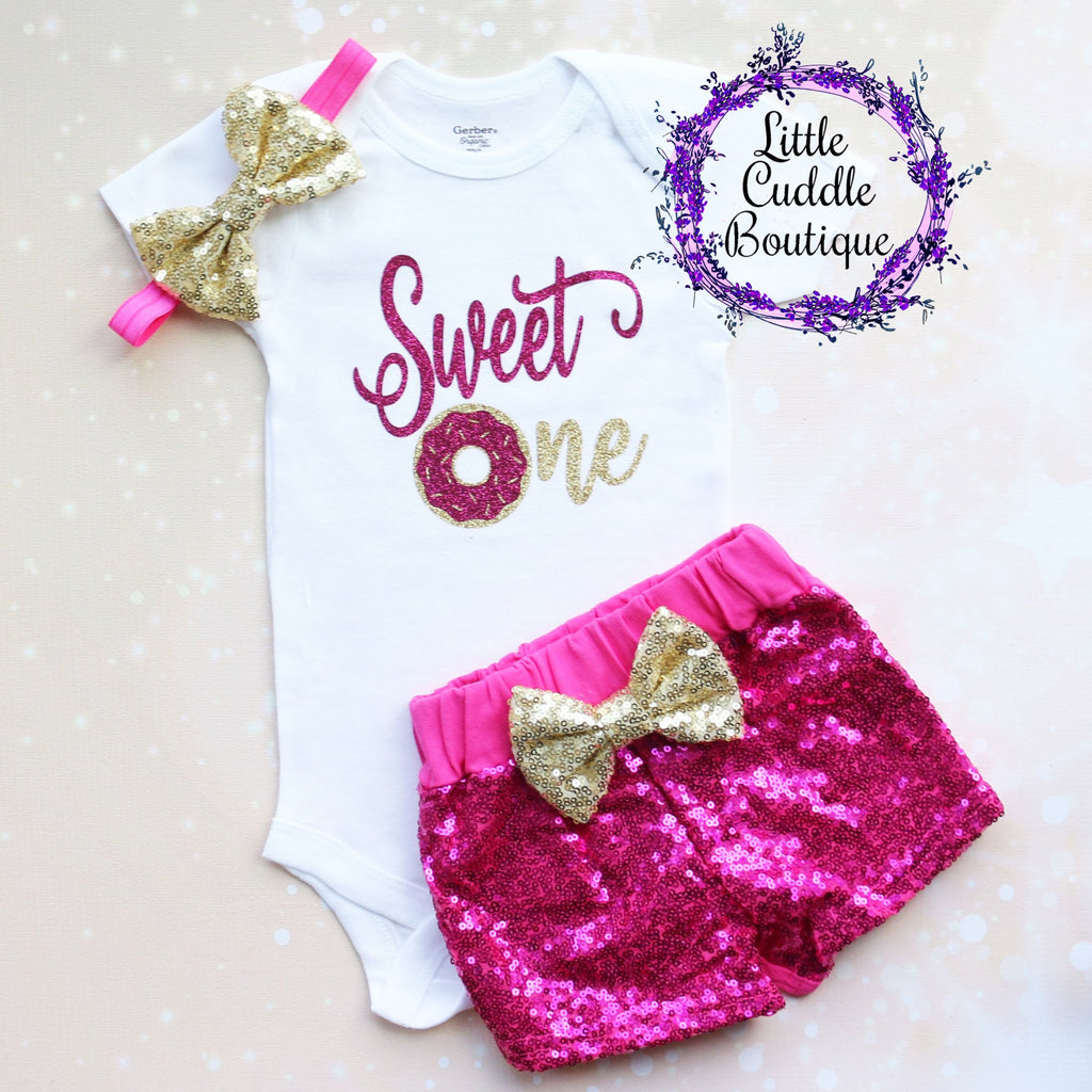 Sweet One Donut First Birthday Shorts Outfit