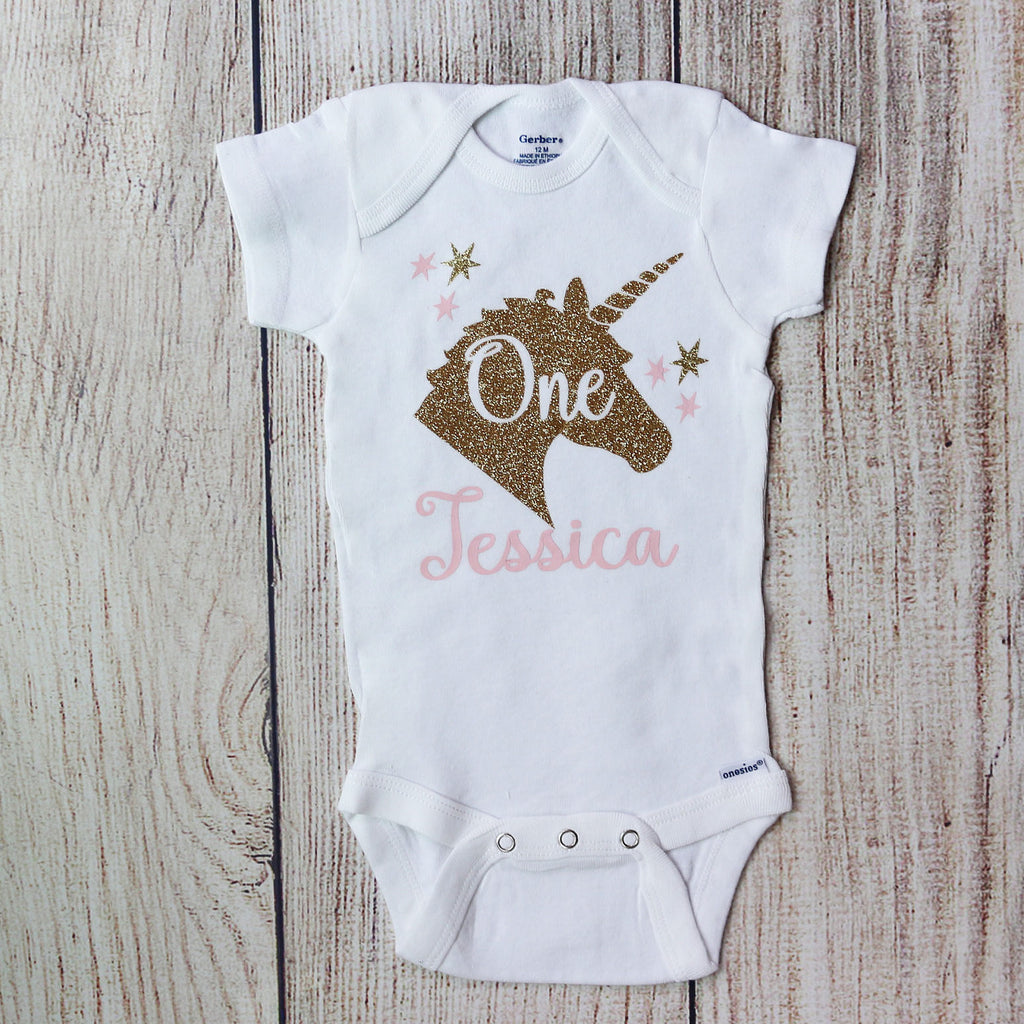 Personalized Unicorn First Birthday Shorts Outfit