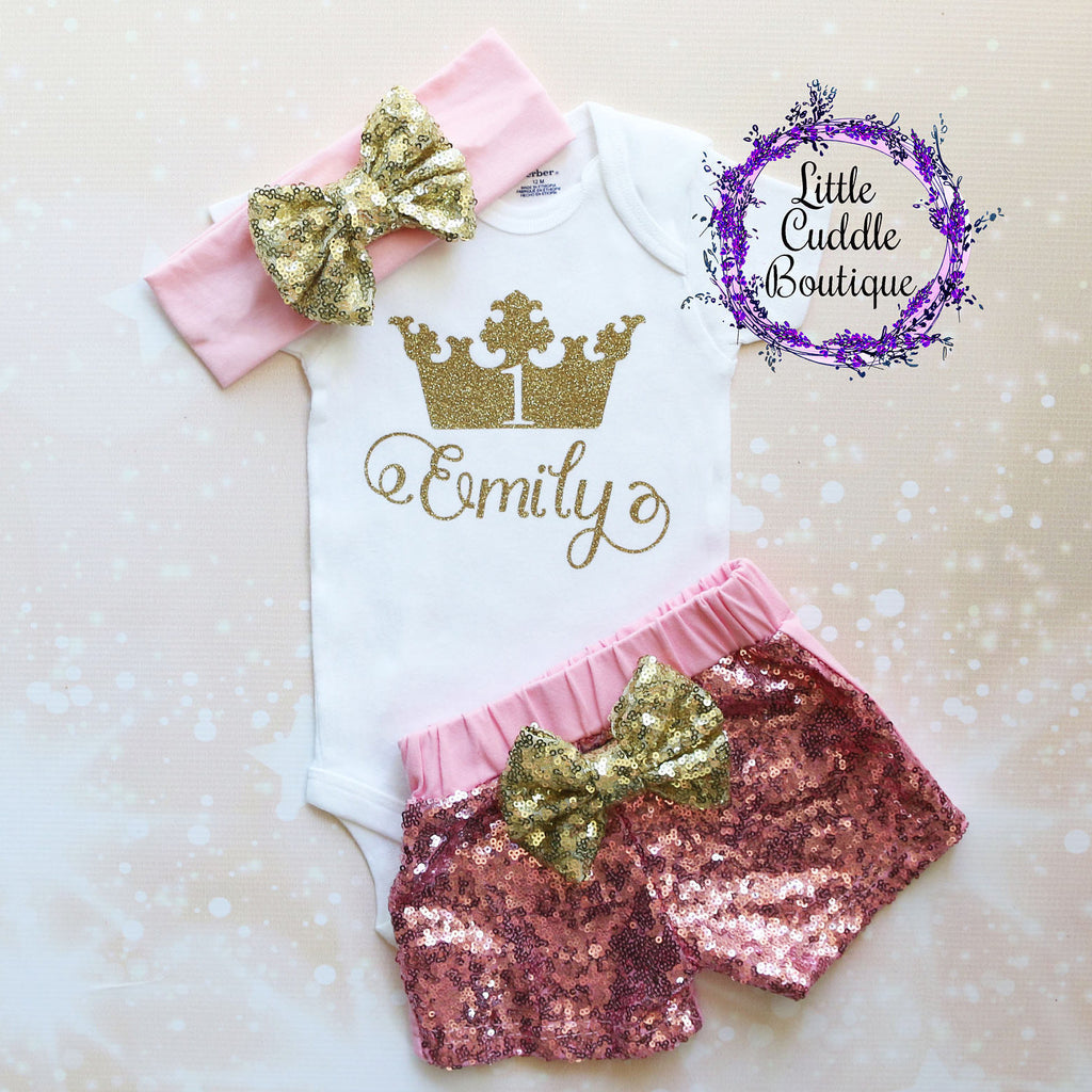 Personalized Princess Birthday Shorts Outfit
