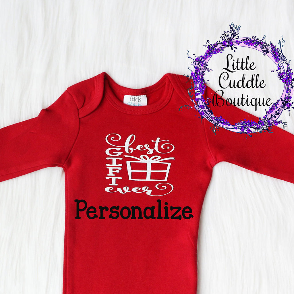 Personalized Christmas Girl Newborn Gown