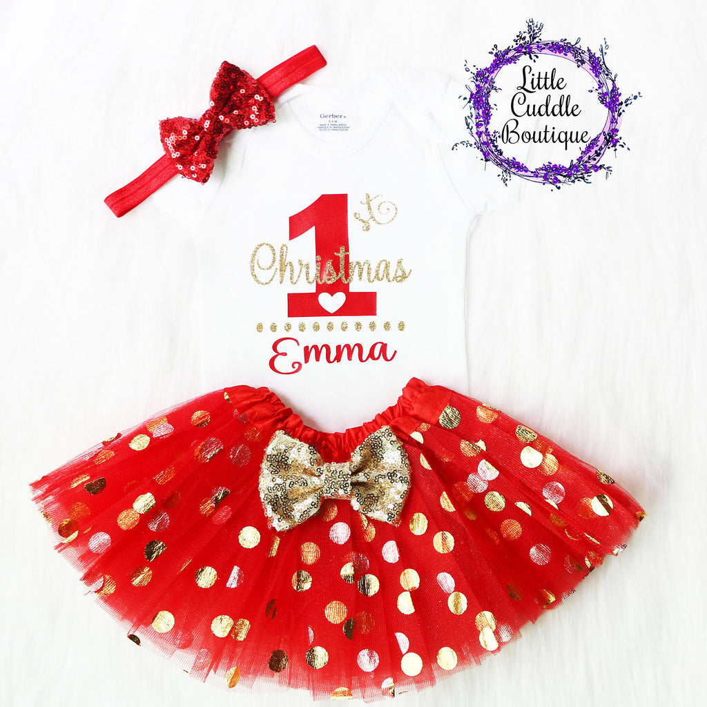 Personalized First Christmas Tutu Outfit