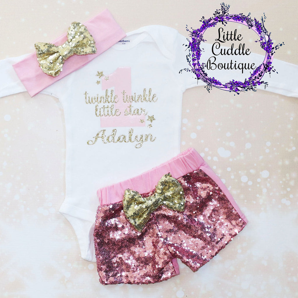 Personalized Twinkle Twinkle First Birthday Shorts Outfit