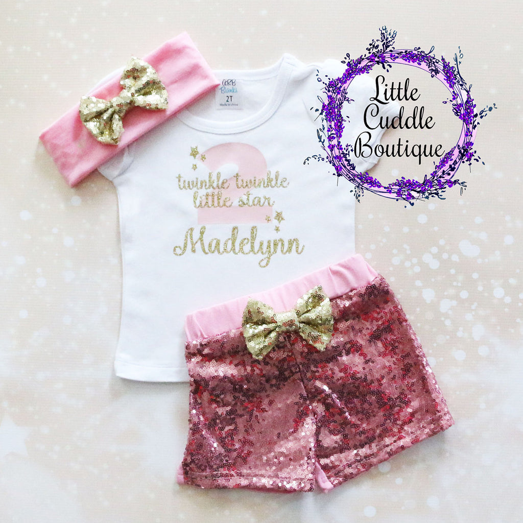 Personalized Toddler Twinkle Twinkle Birthday Shorts Outfit