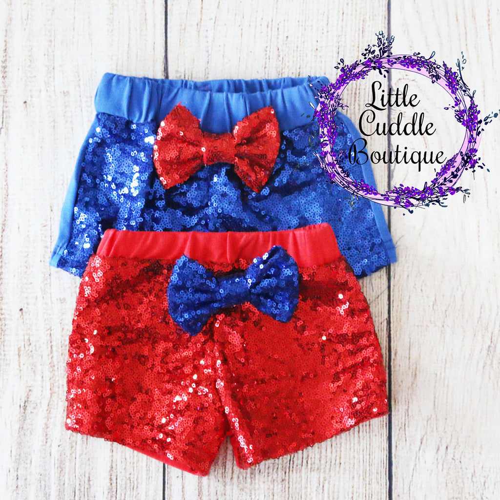 Fourth of July Baby Sequin Shorts