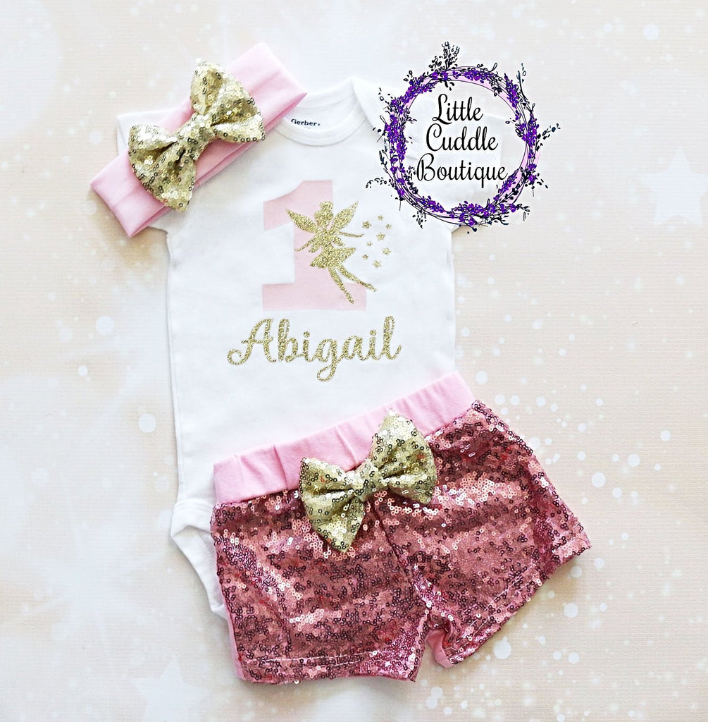 Personalized Fairy First Birthday Shorts Outfit