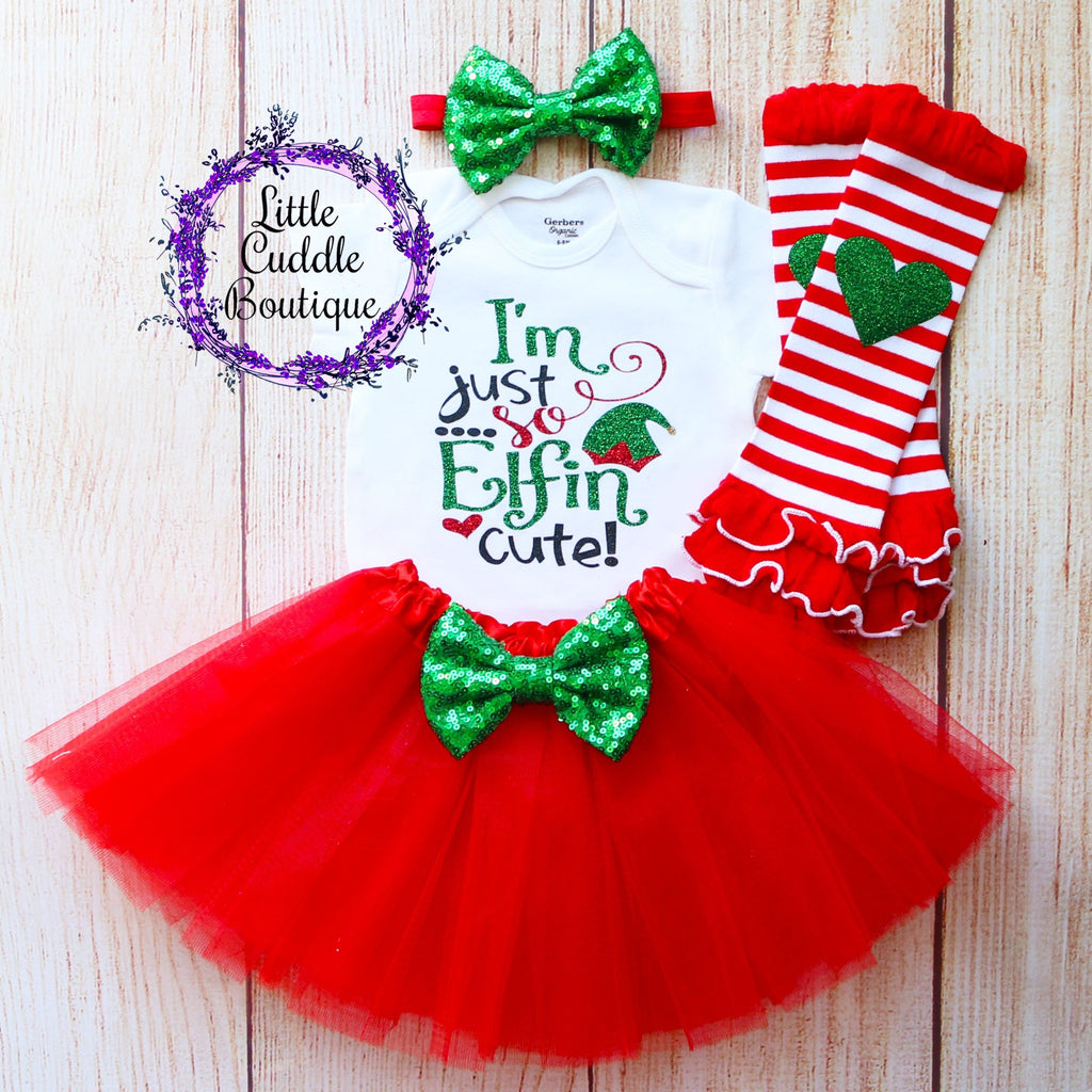 I'm Just So Elfin Cute Christmas Baby Tutu Outfit