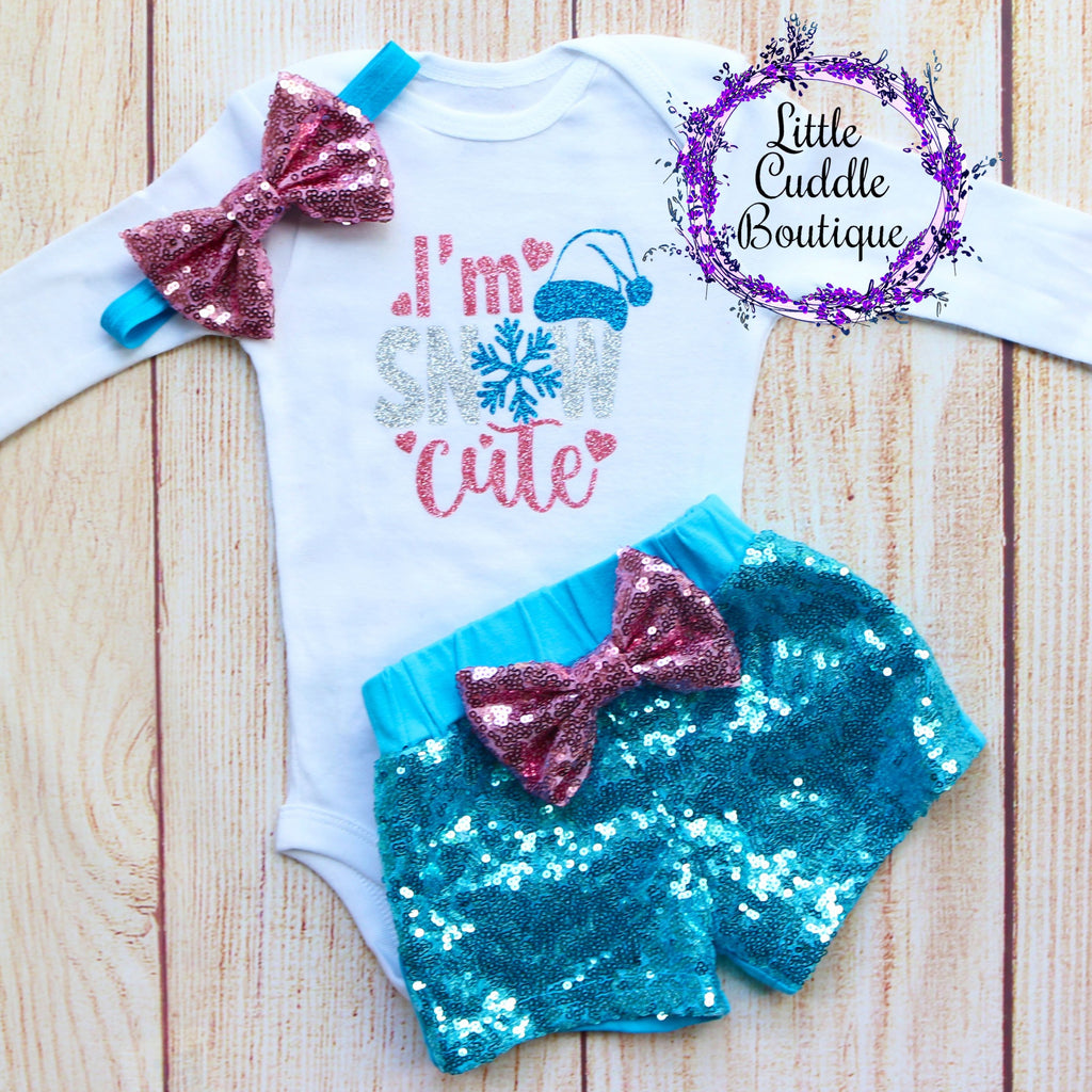 I'm Snow Cute Holiday Baby Shorts Outfit