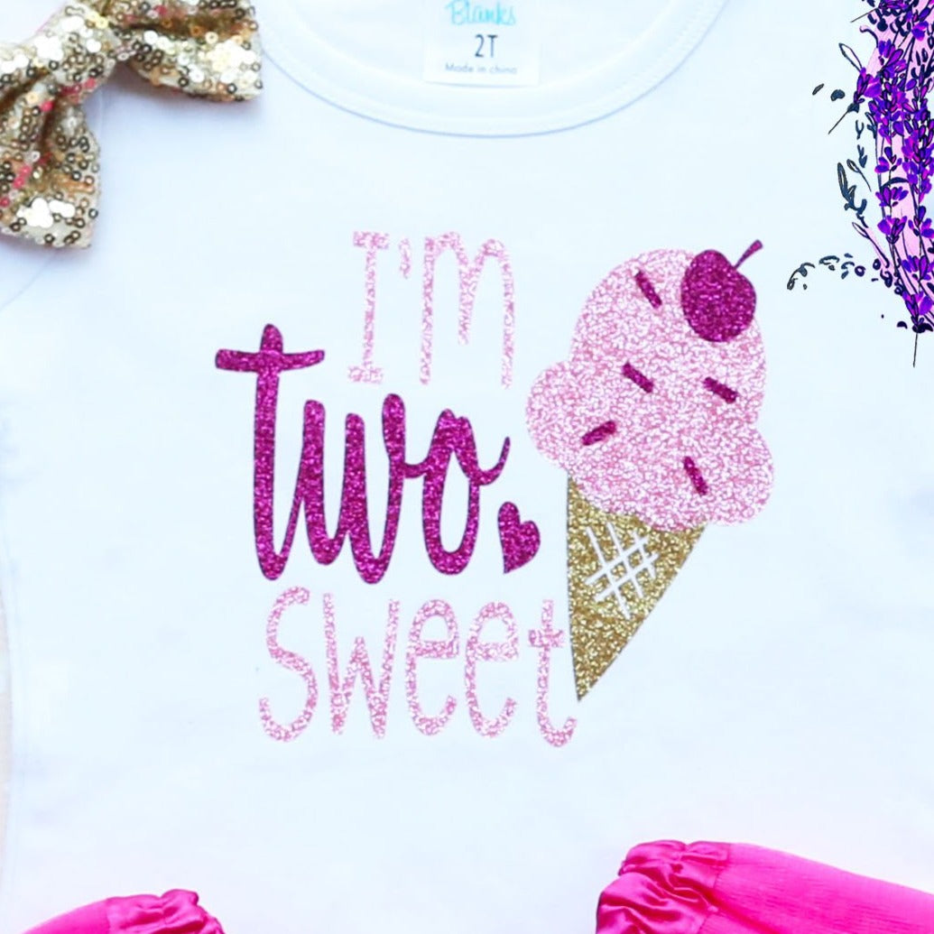 two sweet birthday dress I'm Two Sweet Second Birthday Tutu Outfit-Little Cuddle Boutique Puff Sleeve Shirt Only-Short Sleeve / 10