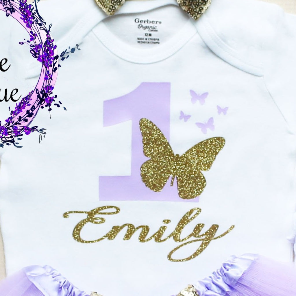 Personalized Butterfly First Birthday Tutu Outfit