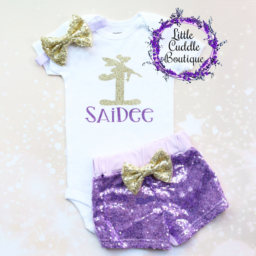 Personalized Fairy First Birthday Shorts Outfit