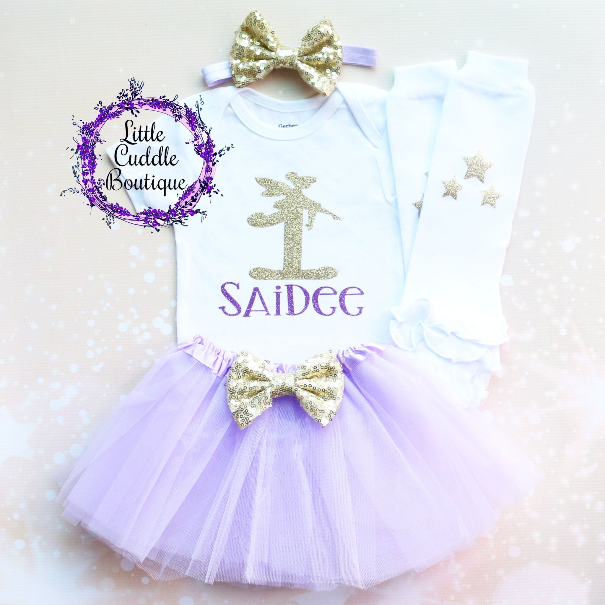 Personalized Fairy First Birthday Tutu Outfit-Little Cuddle Boutique Top Only-Long Sleeve / 0-3 Months Personalized Fairy First Birthday Tutu Outfit-Little Cuddle Boutique Top Only-Long Sleeve / 0-3 Months