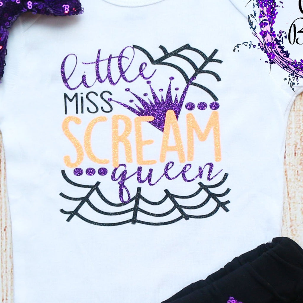 Little Miss Scream Queen Baby Shorts Outfit