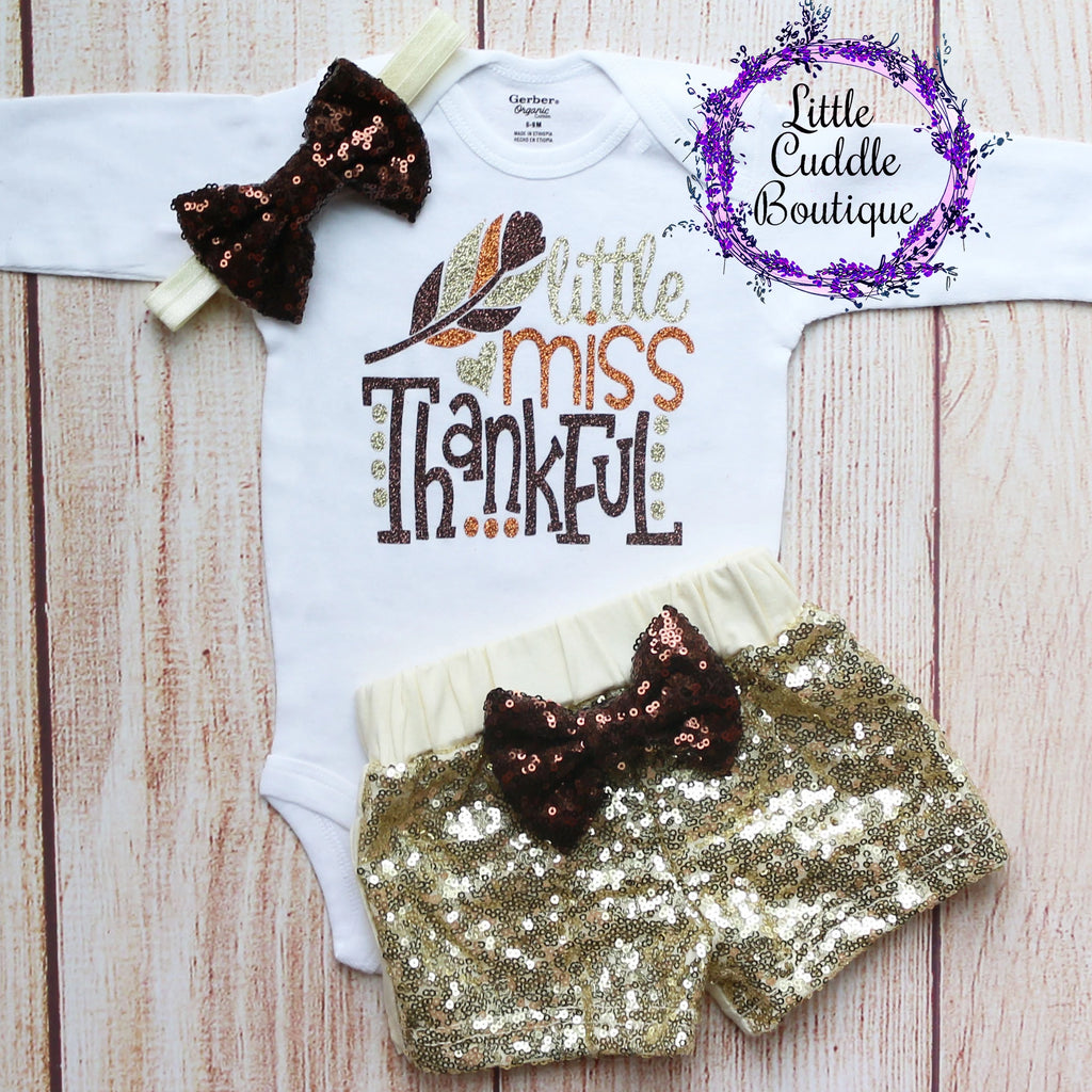 Little Miss Thankful Baby Shorts Outfit