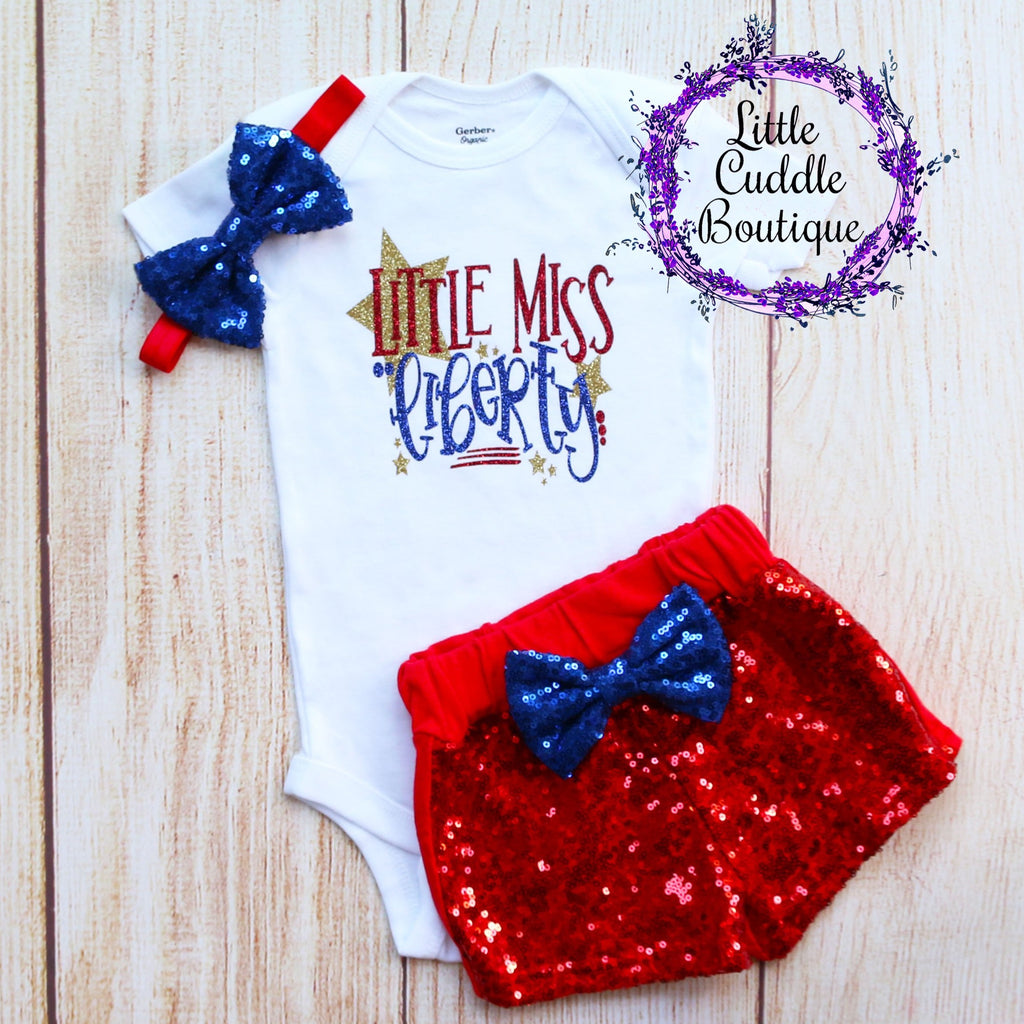 Little Miss Liberty Fourth of July Shorts Outfit