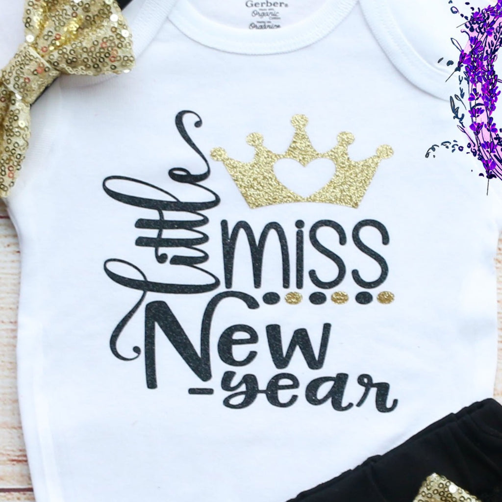 Little Miss New Year Baby Shorts Outfit