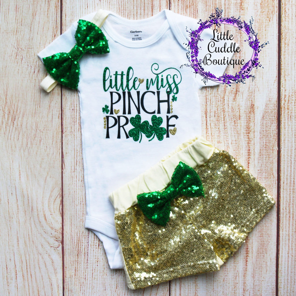 Little Miss Pinch Proof Baby Shorts Outfit
