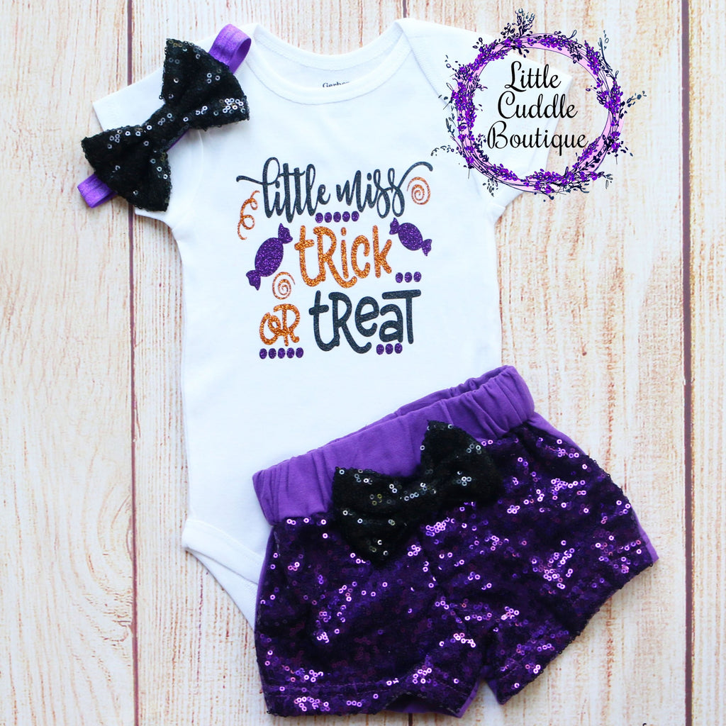 Little Miss Trick Or Treat Baby Shorts Outfit