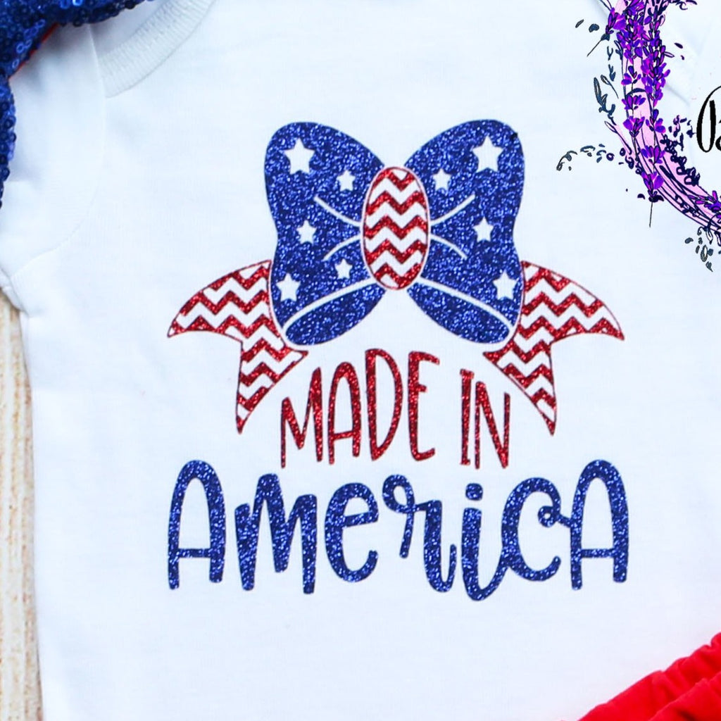 Made In America Fourth of July Baby Shorts Outfit