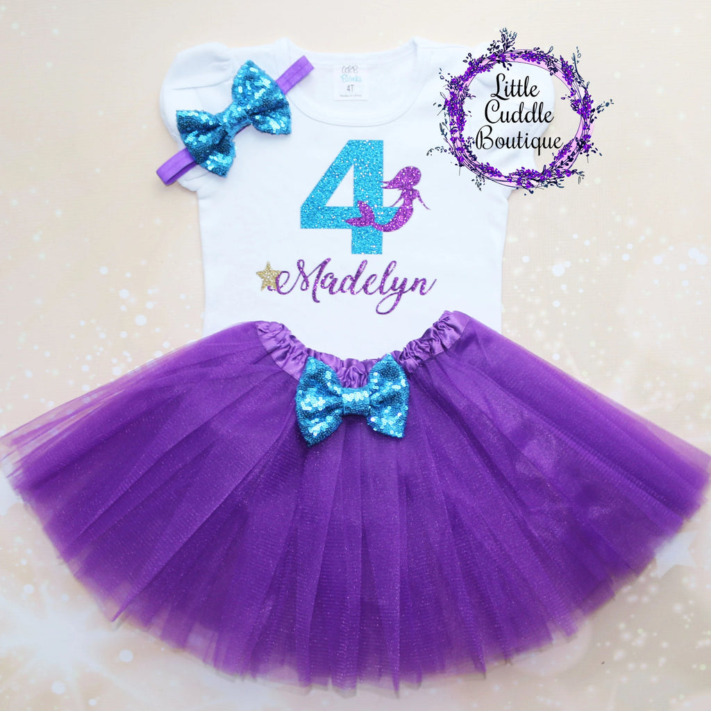 Personalized Toddler Mermaid Birthday Tutu Outfit