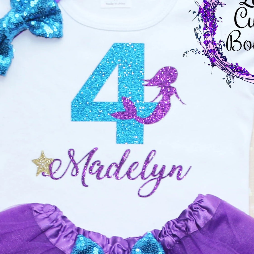 Personalized Toddler Mermaid Birthday Tutu Outfit