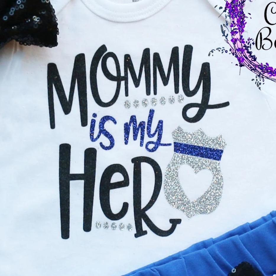 Mommy Is My Hero Police Shorts Outfit