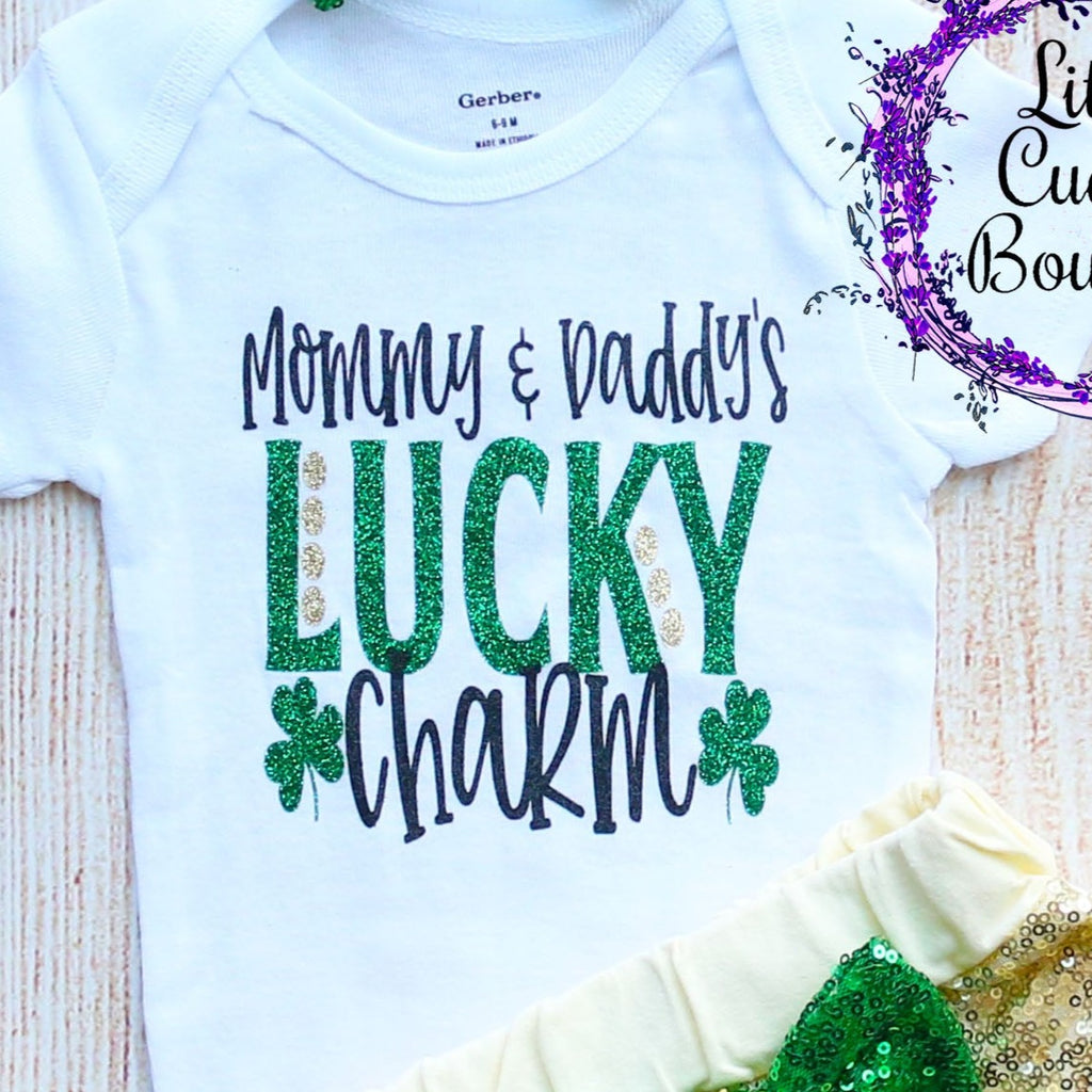 Mommy & Daddy's Lucky Charm Baby Shorts Outfit