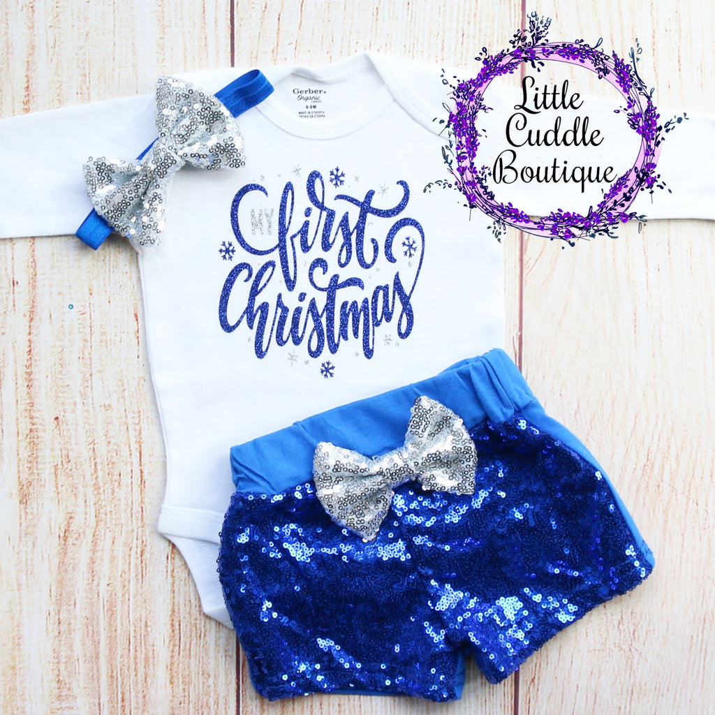 My First Christmas Baby Shorts Outfit