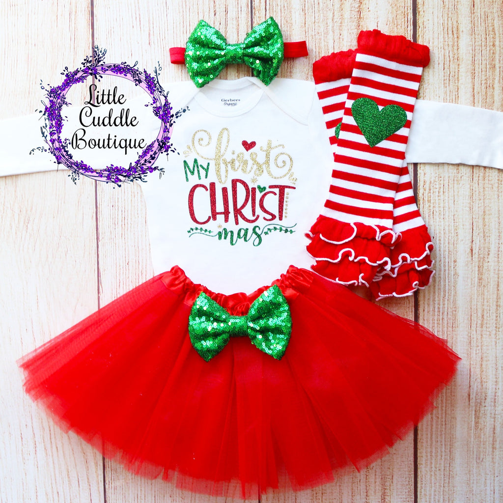 My First Christmas Baby Tutu Outfit
