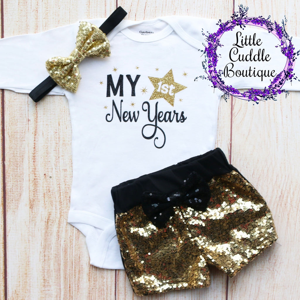 First New Year's Baby Shorts Outfit