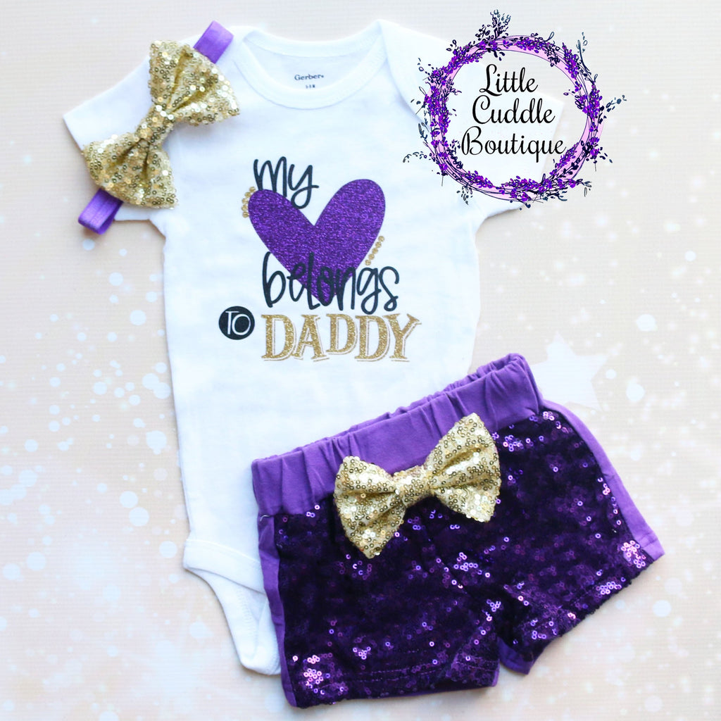 My Heart Belongs To Daddy Baby Shorts Outfit