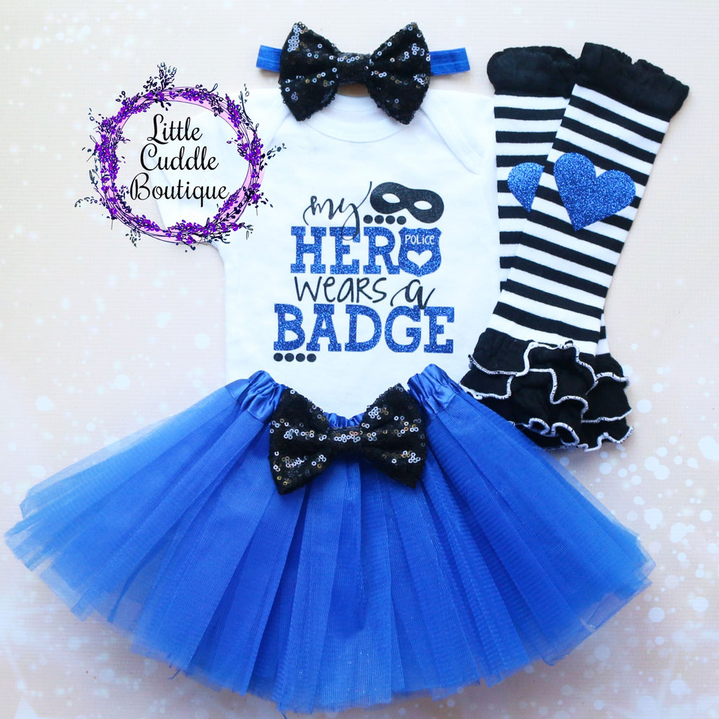 My Hero Wears A Badge Baby Tutu Outfit