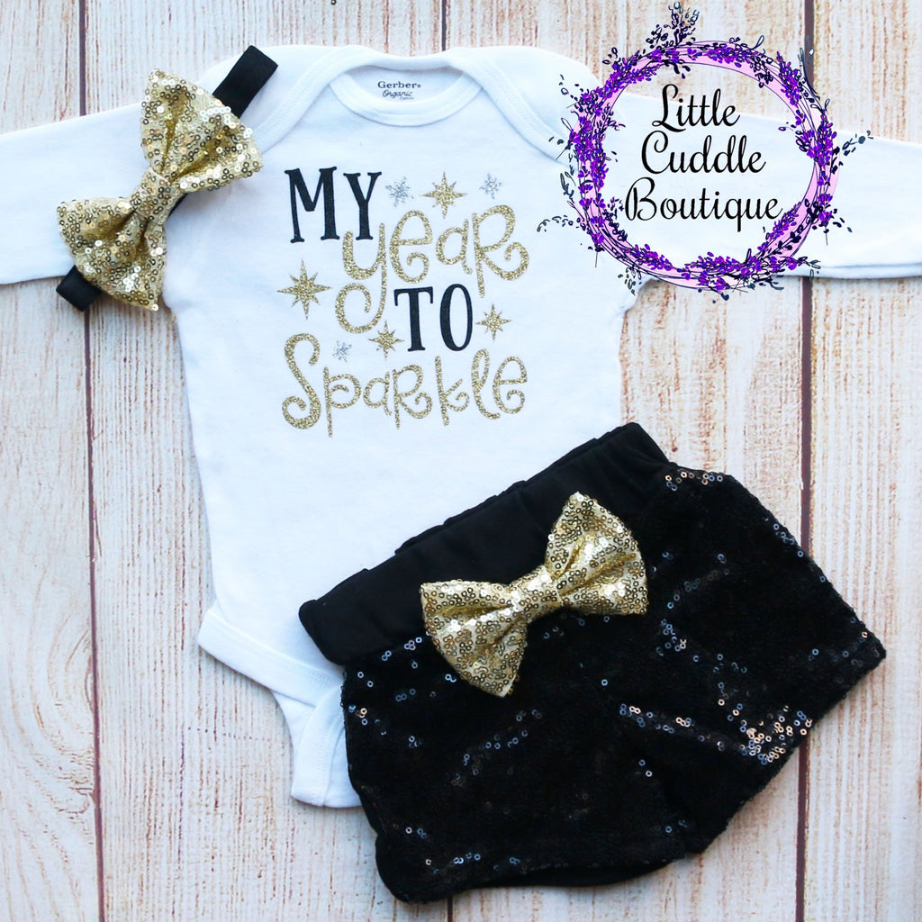 My Year To Sparkle Baby Shorts Outfit