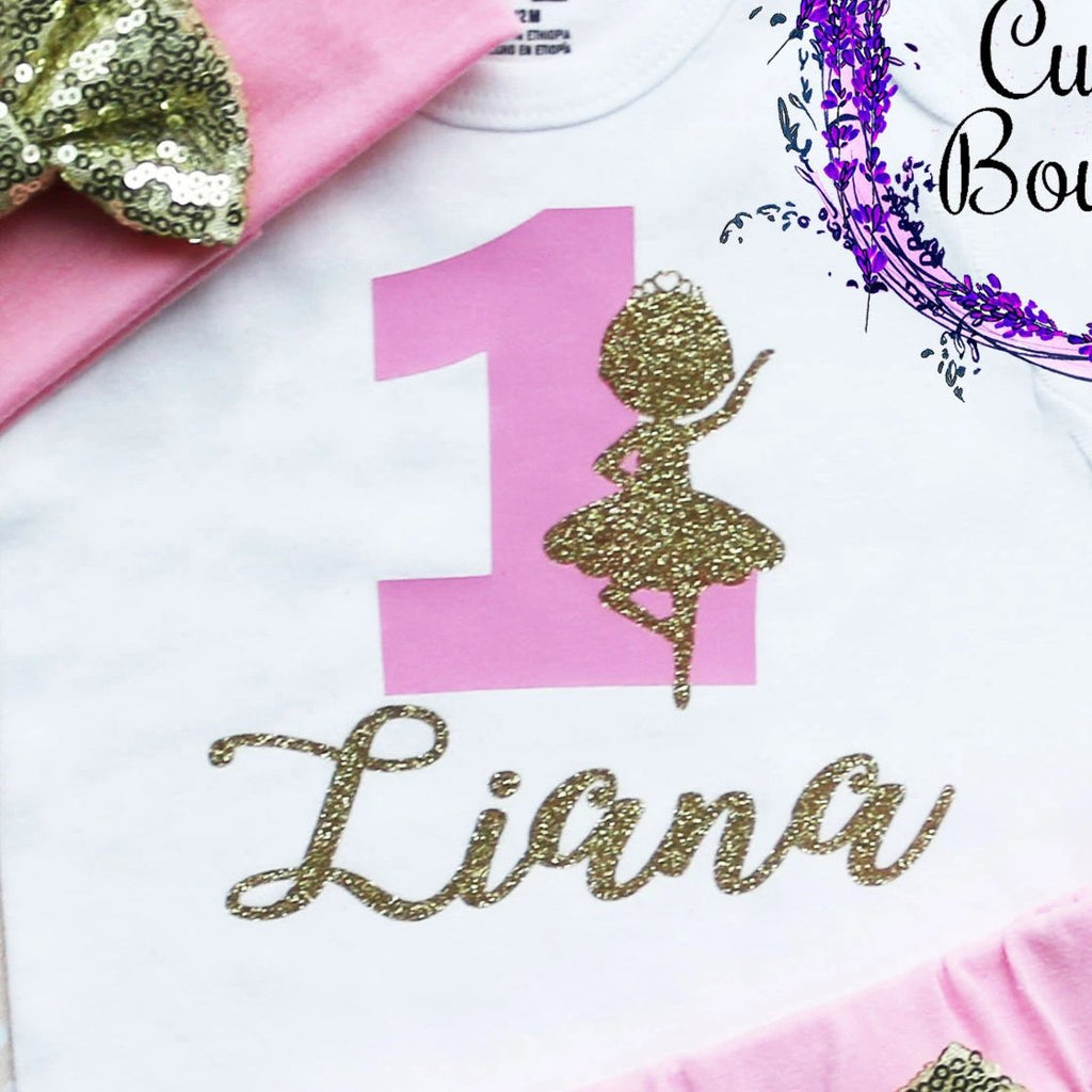 Personalized Ballerina First Birthday Shorts Outfit